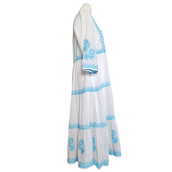 Soft Surroundings Juniper Womens Embroidered Maxi Dress SZ Small White Blue Boho - Picture 4 of 16